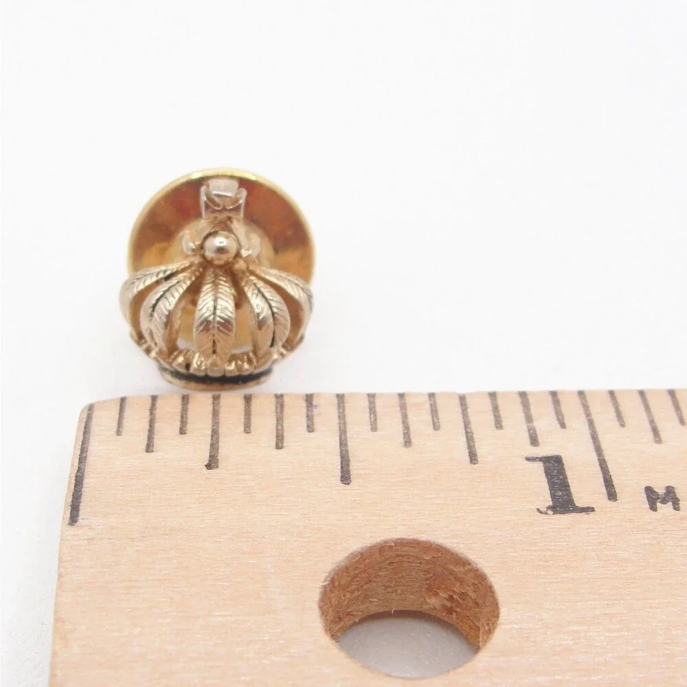 Vintage Swank Gold Tone Imperial Crown Tie Tack Lapel Pin Maltese Cross 1960s